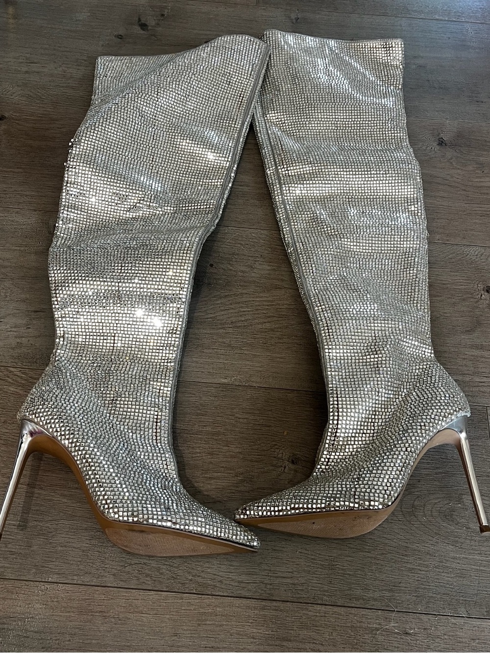 Steve Madden Silver Rhinestone Pointed Toe Heel